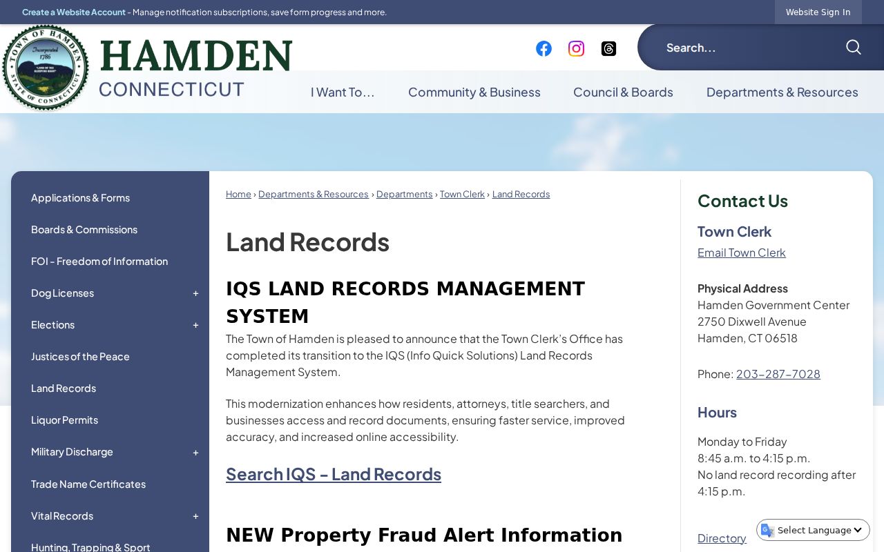 Hamden Superior Court Clerk records separate from land records