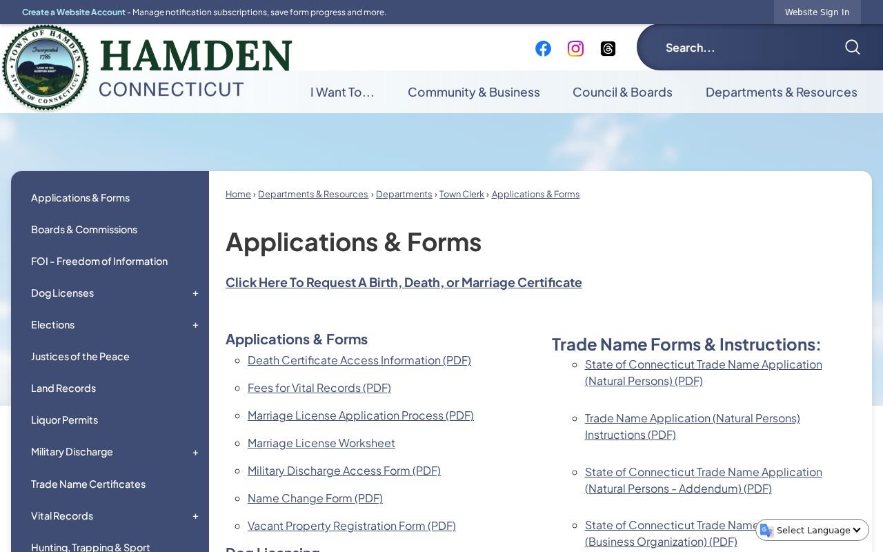 Hamden Superior Court Clerk records and Town Clerk forms distinction
