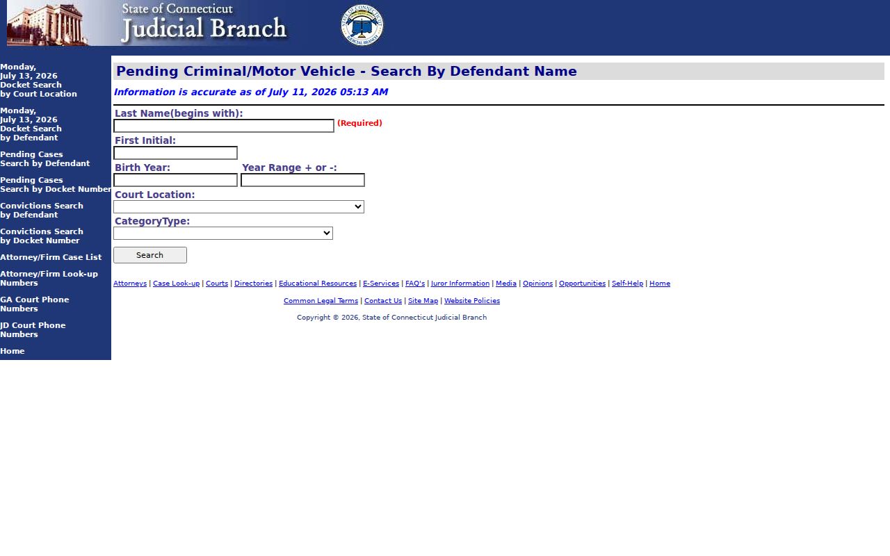 Hamden court dockets criminal motor vehicle pending case search