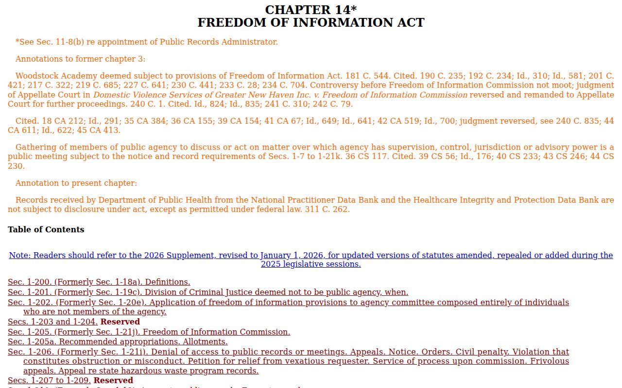 Hamden court records Connecticut Freedom of Information Act