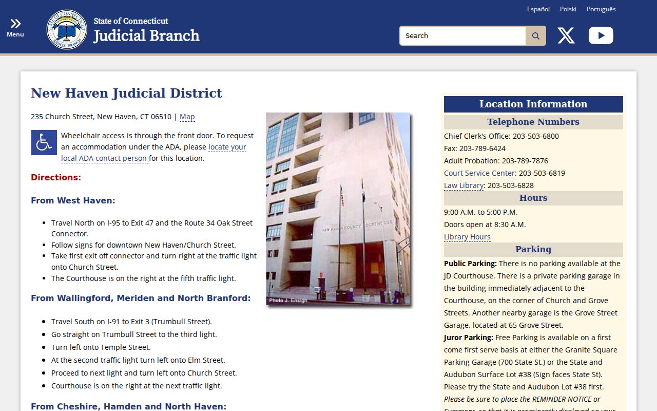 Hamden Court records New Haven Judicial District courthouse